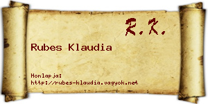 Rubes Klaudia névjegykártya